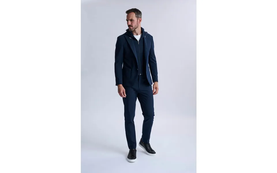 Rulli Navy 360 Stretch Technical Suit With Detachable Hood