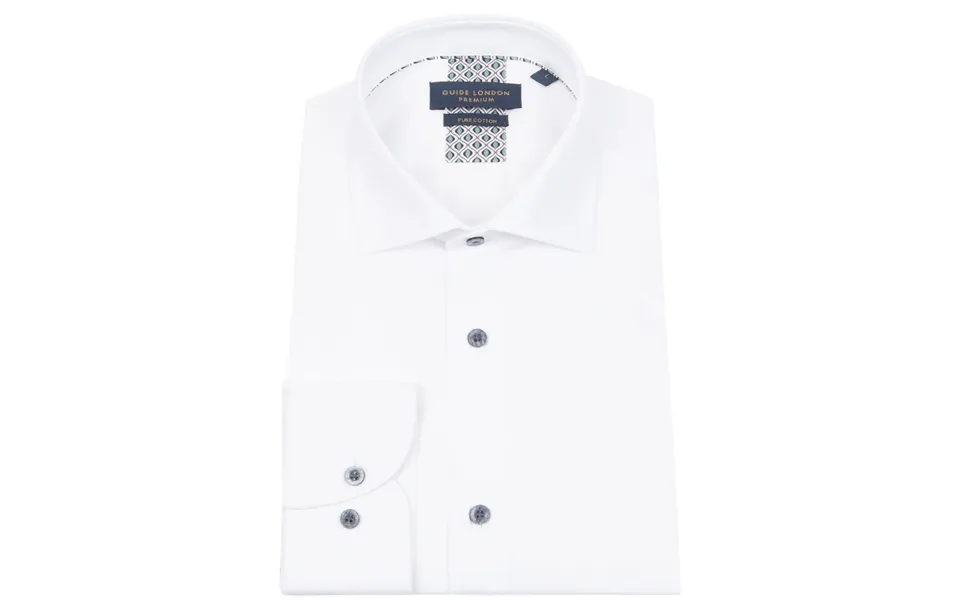 White Long Sleeve Herringbone Textured Shirt