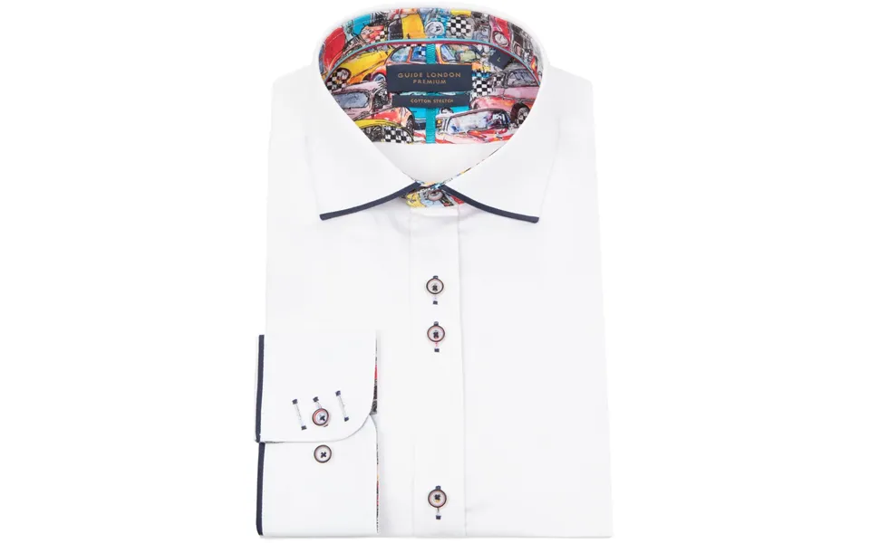 White Long Sleeve Vibrant Solid Colour Detail Shirt