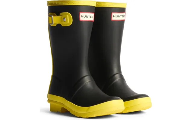 Hunter Junior Originals Boot Rubber Kid's Black Illuminating Yellow Wellington Boots product image