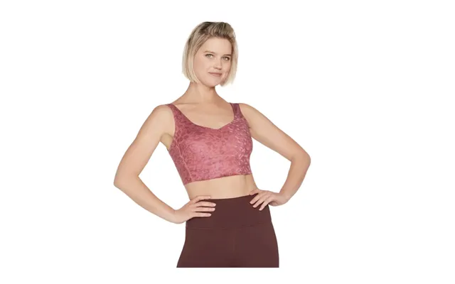 Skechers Performance Gosculpt Leopard Longline Bra Polyester Women's Pink Sports Bra product image