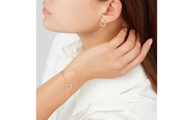 Sekonda Gold Stone Set Circle Bracelet & Earring Set