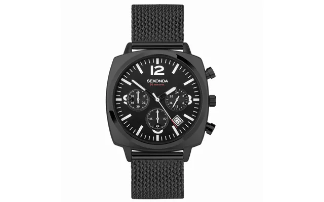 Sekonda Sekonda Airborne Men's Chronograph Watch Black Alloy Case & Stainless Steel Mesh Bracelet With Black Dial 30102