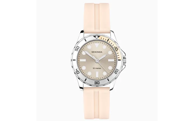 Sekonda Sekonda Balearic Ladies Watch Silver Alloy Case & Peach Rubber Strap With Peach Dial 40568