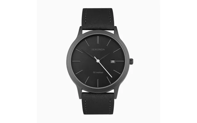 Sekonda Sekonda Bergen Men's Watch Black Alloy Case & Black Leather Strap With Black Dial 30134