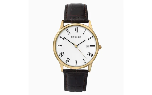 Sekonda Sekonda Classic Men's Watch Gold Case & Leather Upper Strap With White Dial 3676