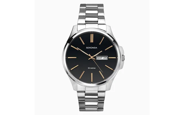 Sekonda Sekonda Classic Men's Watch Silver Case & Stainless Steel Bracelet With Black Dial 1097