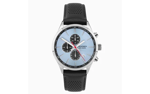 Sekonda Sekonda Endurance Dual Time Men's Watch Silver Alloy Case & Black Leather Strap With Blue Dial 30106