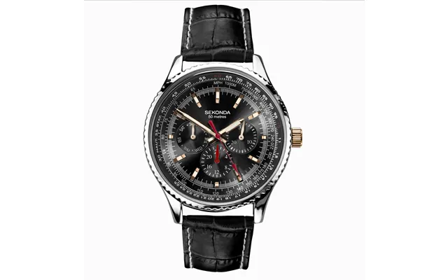 Sekonda Sekonda Maverick Men's Watch Silver Case & Black Leather Strap With Black Dial 30036
