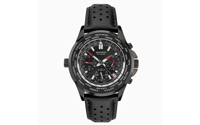 Sekonda Sekonda Men's Watch Black Case & Leather Strap With Black Dial 1864