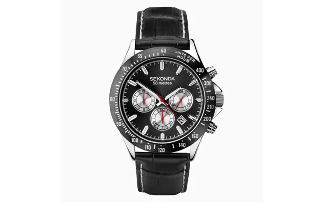 Sekonda Sekonda Men's Watch Silver Case & Leather Upper Strap With Black Dial 1648