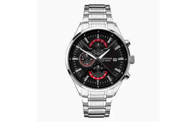 Sekonda Sekonda Men's Watch Silver Case & Stainless Steel Bracelet With Black Dial 1697