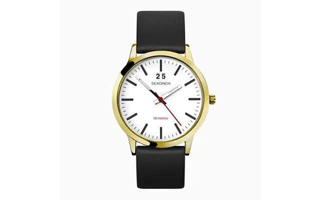 Sekonda Sekonda Nordic Men's Watch Gold Case & Black Leather Strap With White Dial 30070