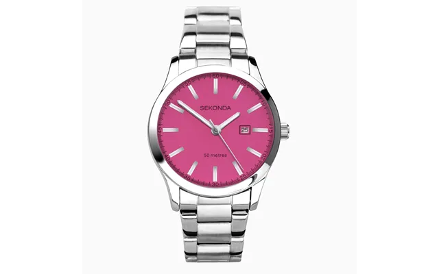 Sekonda Sekonda Taylor Ladies Neon Watch Silver Alloy Case & Stainless Steel Bracelet With Neon Pink Dial 40613