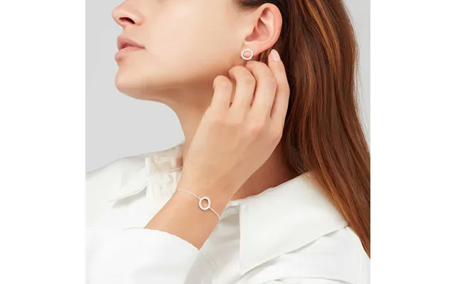 Sekonda Silver Stone Set Circle Bracelet & Earring Set