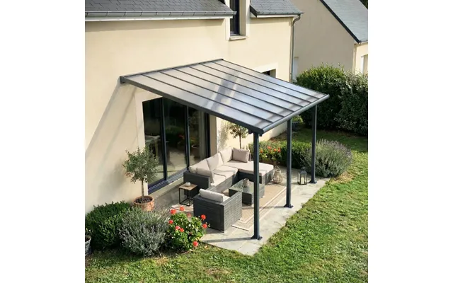 10'x14' 3x4.25m Palram Canopia Olympia Grey Patio Cover With Clear Panels