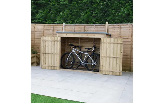 6'5 X 2'10 Forest Overlap Double Door Wooden Bike Shed Pressure Treated No Floor