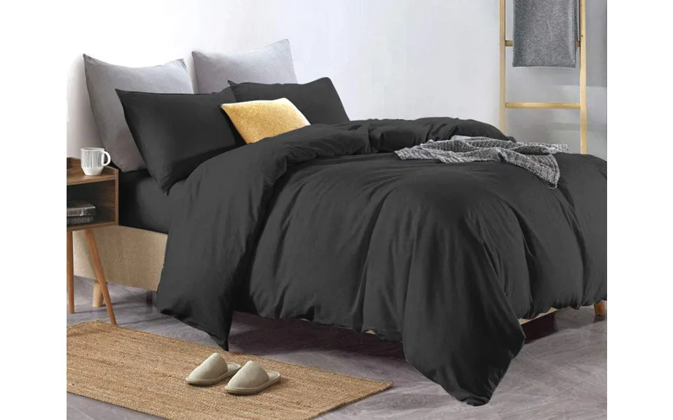 Pure Egyptian Cotton Duvet Cover Bed Set In Black - Single