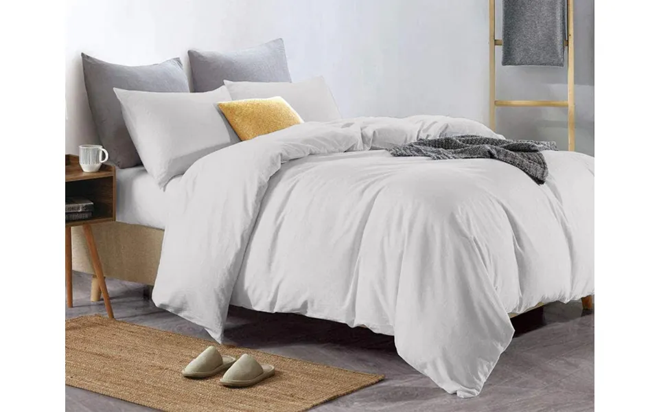 Pure Egyptian Cotton Duvet Cover Bed Set In Light Grey - Super King