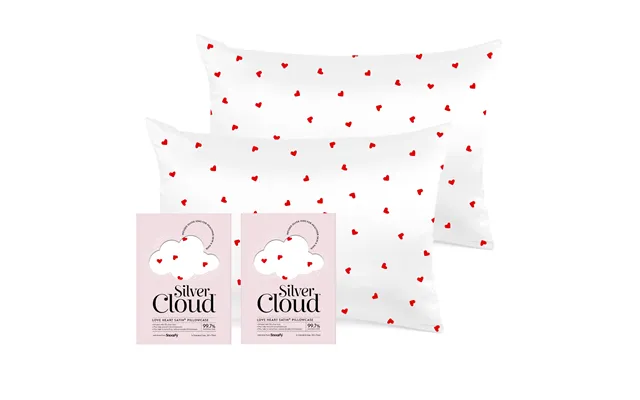 Silver Cloud Heart Print Satin Pillowcase Twinpack