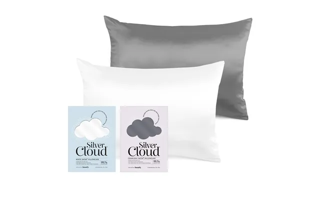 Silver Cloud White & Charcoal Satin Pillowcase Twinpack