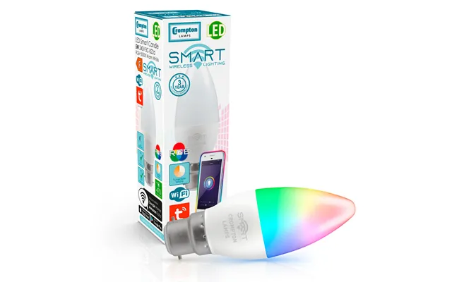 Crompton Candle Led Smart Wifi Light Bulb B22 5w Dim Warm White Rgb Opal Bayonet Coloured Tuya Colour Changing