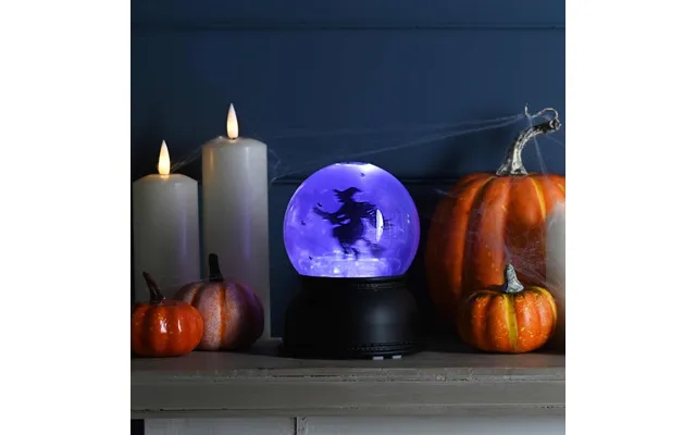 Festive 14cm Battery Operated Lit Witch Spinning Water Globe