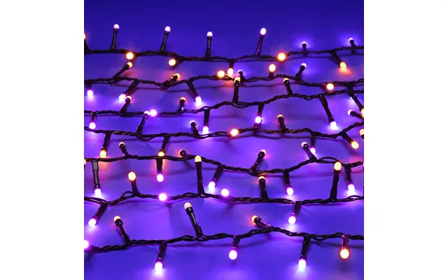Festive 50m Indoor & Outdoor Halloween String Lights 2000 Purple & Orange Leds