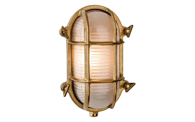 Firstlight Nautic Oval Bulkhead Grille With Frosted Glass In Solid Brass Outdoor Garden Wall Light