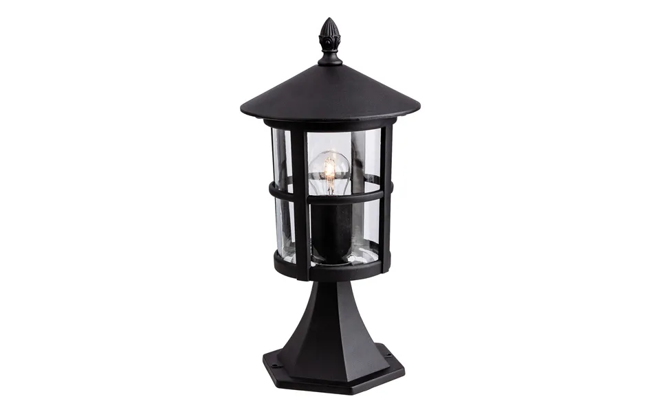 Firstlight Stratford Pillar Post Light Traditional Style With Clear Glass In Black Outdoor Garden
