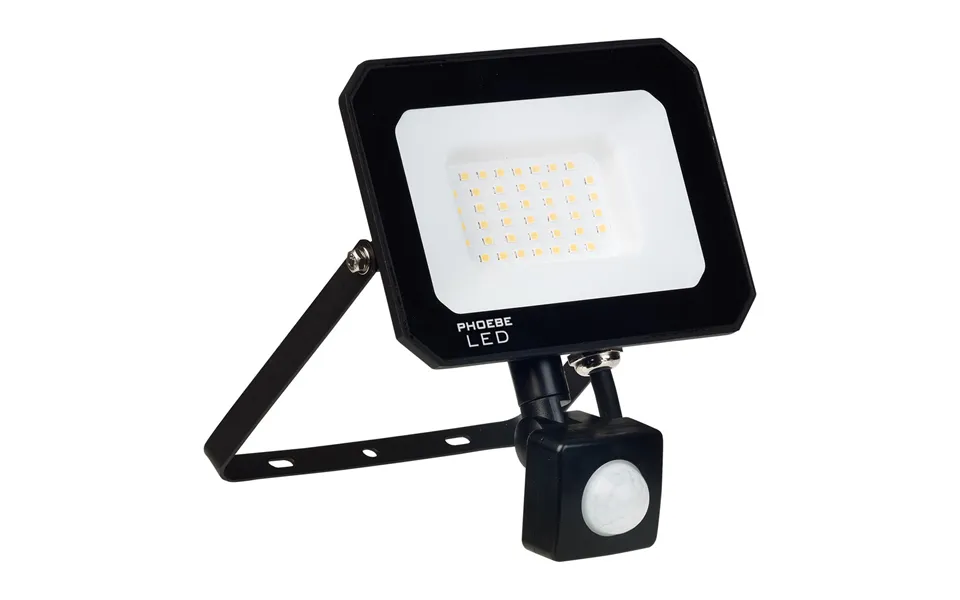 Phoebe Atlas-mini Led Floodlight 30w Pir Sensor Ip65 Warm White In Black Security Motion Garden Outdoor Weatherproof 100