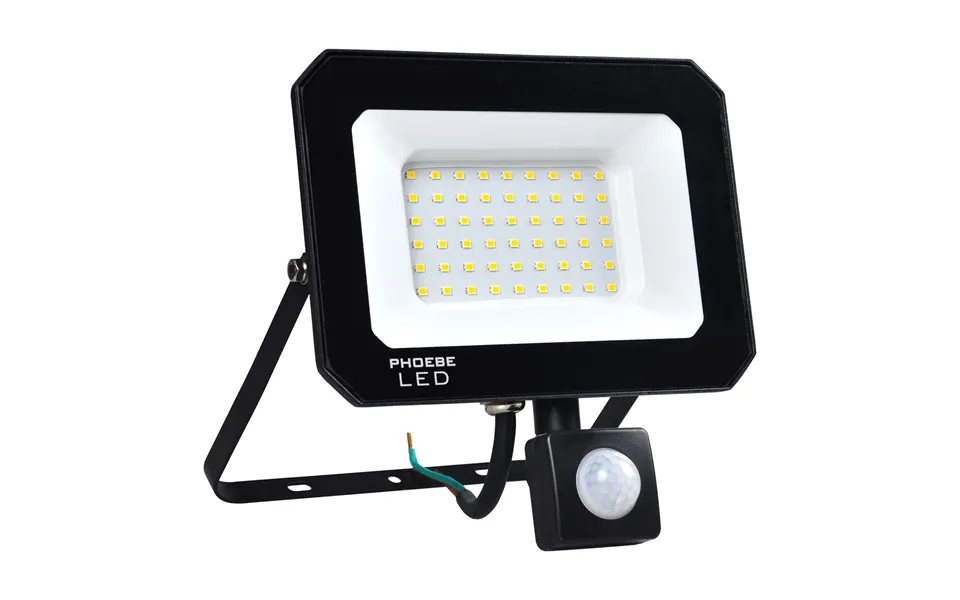 Phoebe Atlas-mini Led Floodlight 50w Pir Sensor Ip65 Warm White In Black Security Motion Garden Outdoor Weatherproof 100