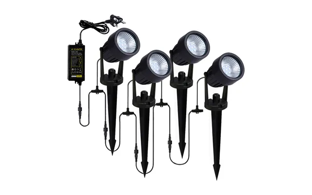Zink Lapin Led Garden Spike Light Kit 12w 4-light Cool White In Black Outdoor