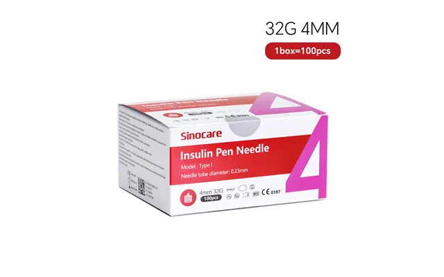 Sinocare Pen Needles 32g 4mm Box Of 100
