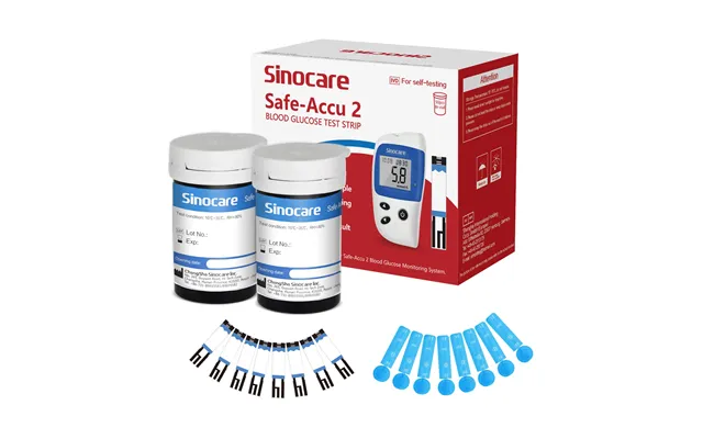 Sinocare Safe Accu 2 Blood Sugar Monitor With Advanced Technology, 200 Memory To Know Value Changes - No Meter Only 50pc