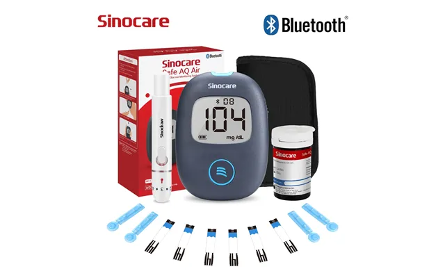 Sinocare Safe Aq Air Bluetooth Blood Sugar Monitor - 1pc Meter 25pcs× Strips Lancets Mmol L