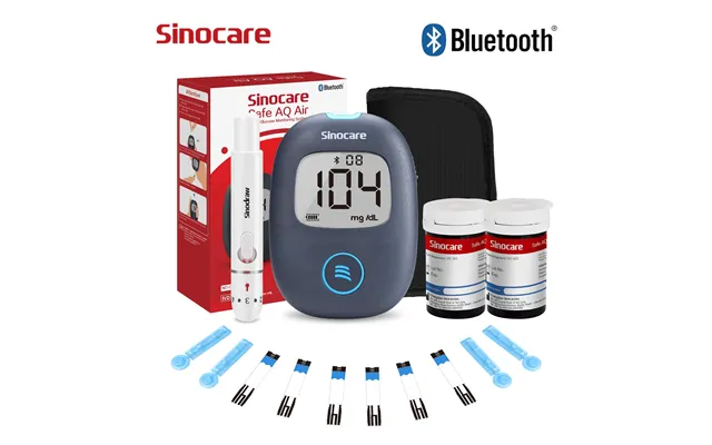 Sinocare Safe Aq Air Bluetooth Blood Sugar Monitor - 1pc Meter 50pcs× Strips Lancets Mmol L