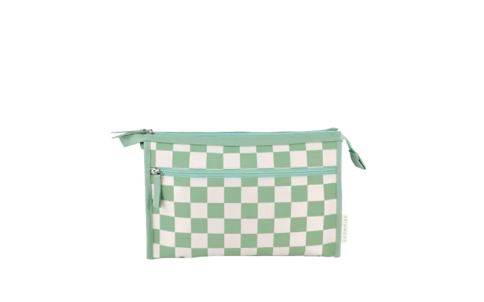 Skinwork Green White Checkerboard Cosmetic Bag
