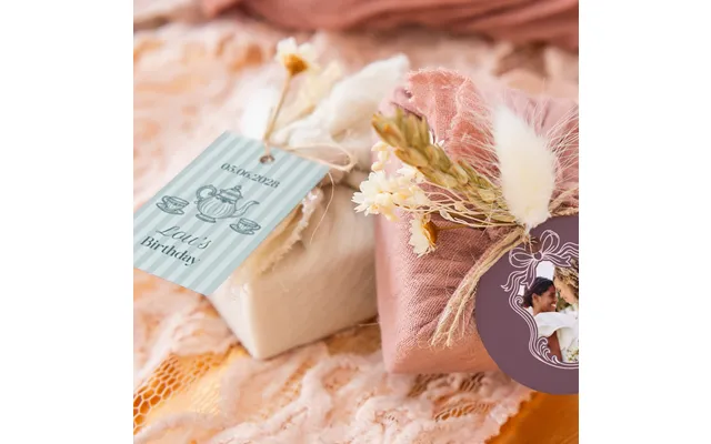 Beige Cotton Wrapped Soaps With Rectangular Label 6 Pcs Smartphoto
