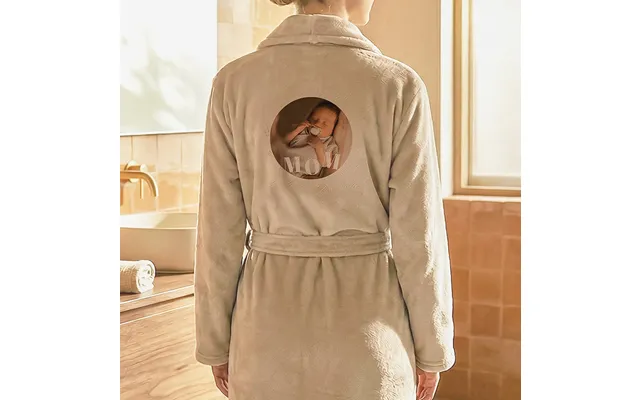 Dressing Gown Sand-coloured With Print Back S M Smartphoto
