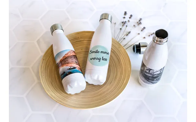 Personalised Drink Bottle Stainless Steel White