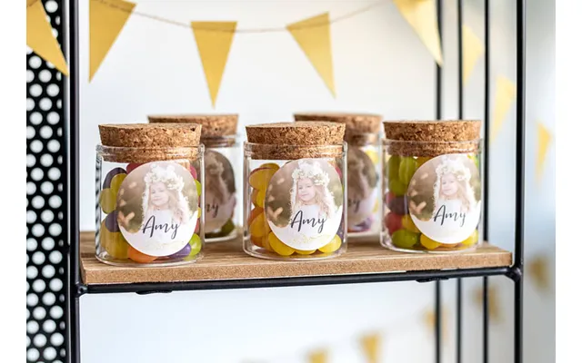 Personalised Glass Jars With Round Stickers - Set Of 12