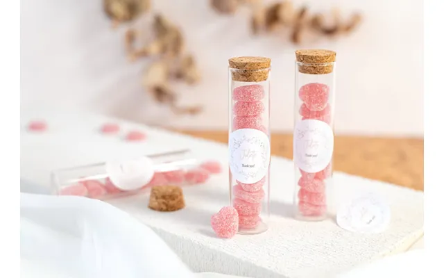 Personalised Glass Tube With Cork And Round Stickers - Set Of 12