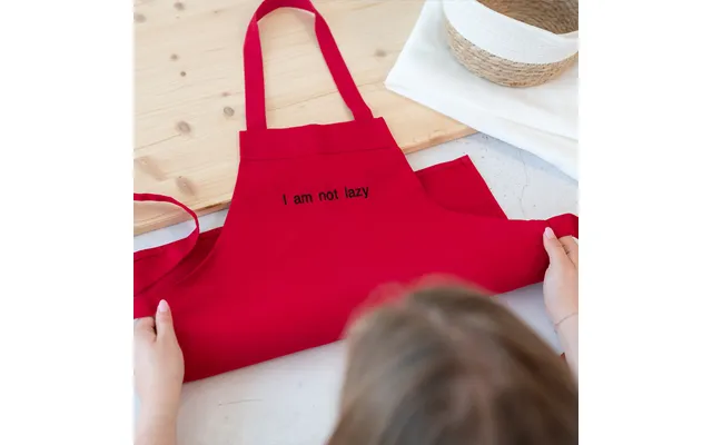 Personalised Kids Apron Embroidered Red