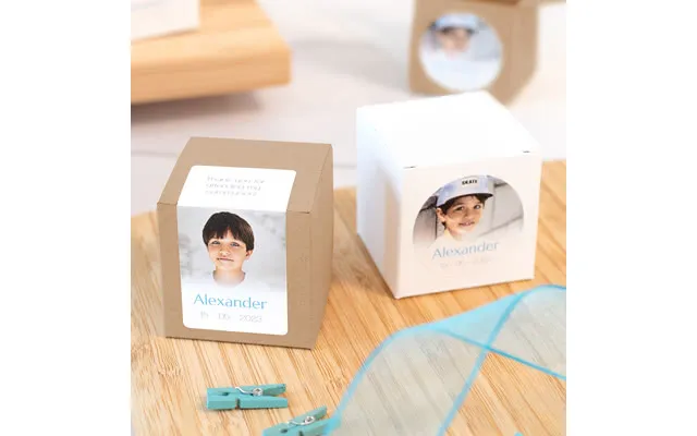 Smartphoto Paper Box Beige Rectangular Sticker - Set Of 24