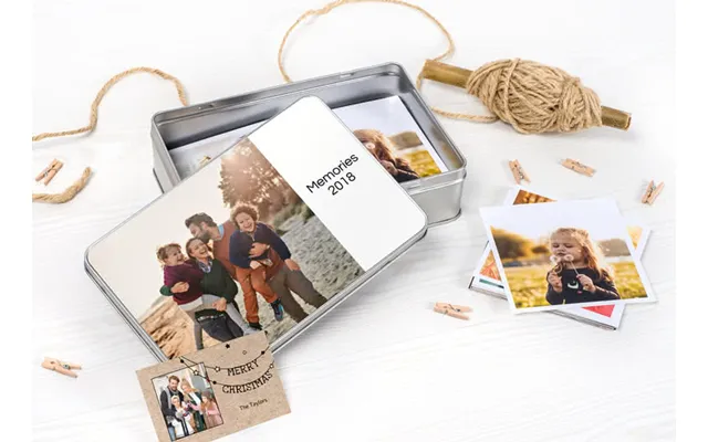 Tin Storage Box With Photo Rectangle Large