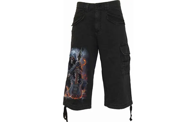 Death Rocker - Vintage Cargo Shorts 3 4 Long Black