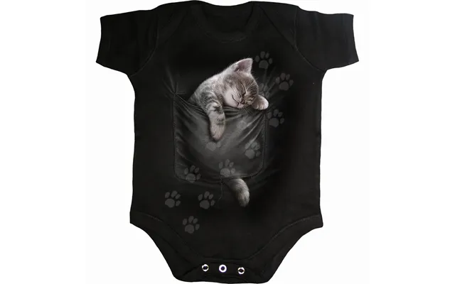Pocket Kitten - Baby Sleepsuit Black