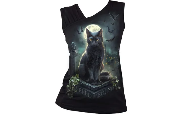 Spell Bound - Gathered Shoulder Slant Vest Black