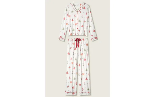 Pj Salvage Feline Festive Cat Print Christmas Pj Set Colour White Size S product image